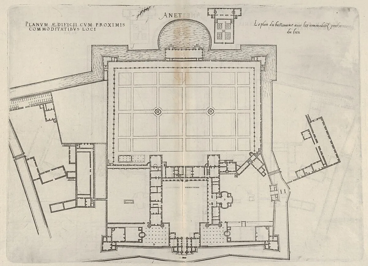 Floorplan of Chateau d'Anet, from Les plus excellents bastiments de France — Jacques Androuet Du Cerceau