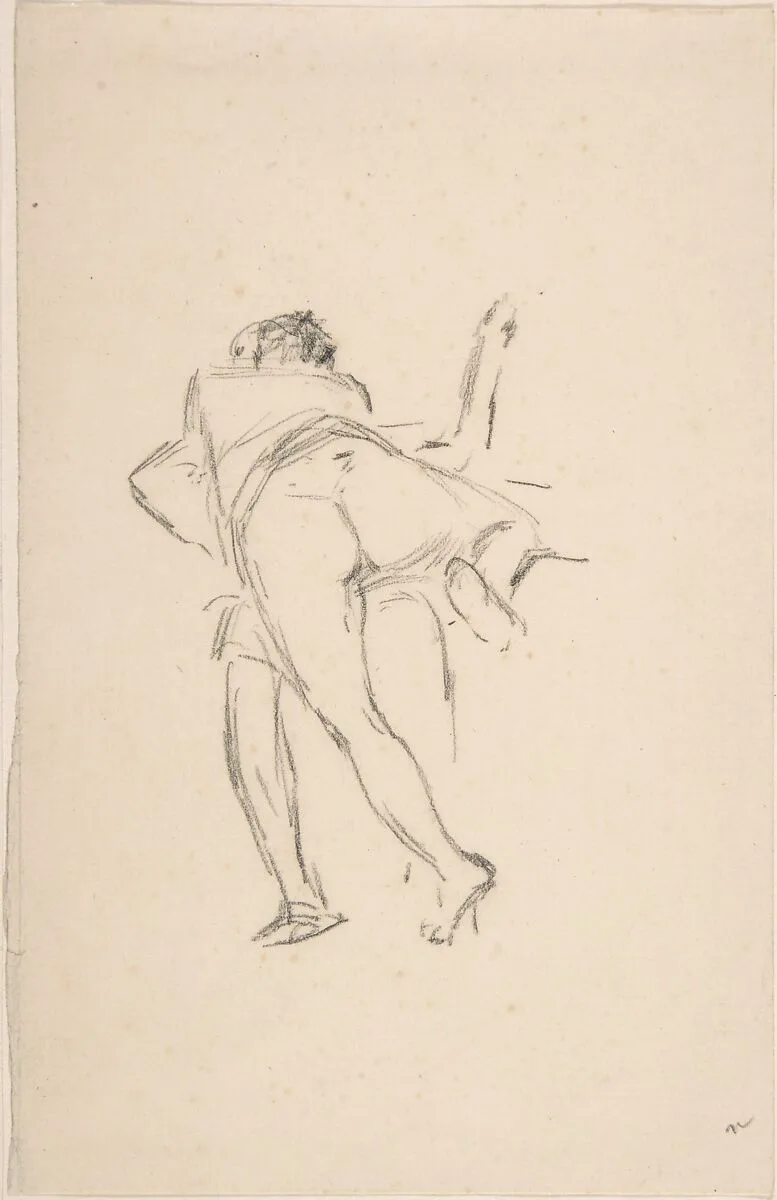 Study of two figures, one lunging at the other — Félicien Rops
