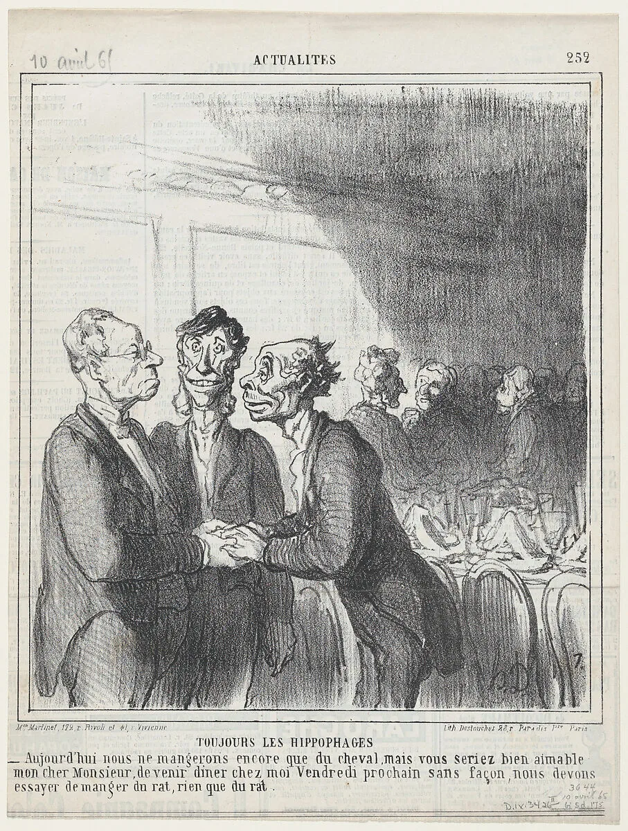 Among two bailiffs, from 'News of the day,' published in Le Charivari, March 11, 1865 — Honoré Daumier|Destouches|Aaron Martinet