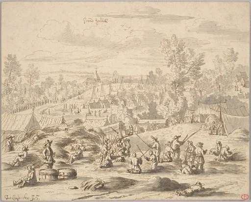 Peasants in a Landscape with a Military Camp in Grand-Hallet