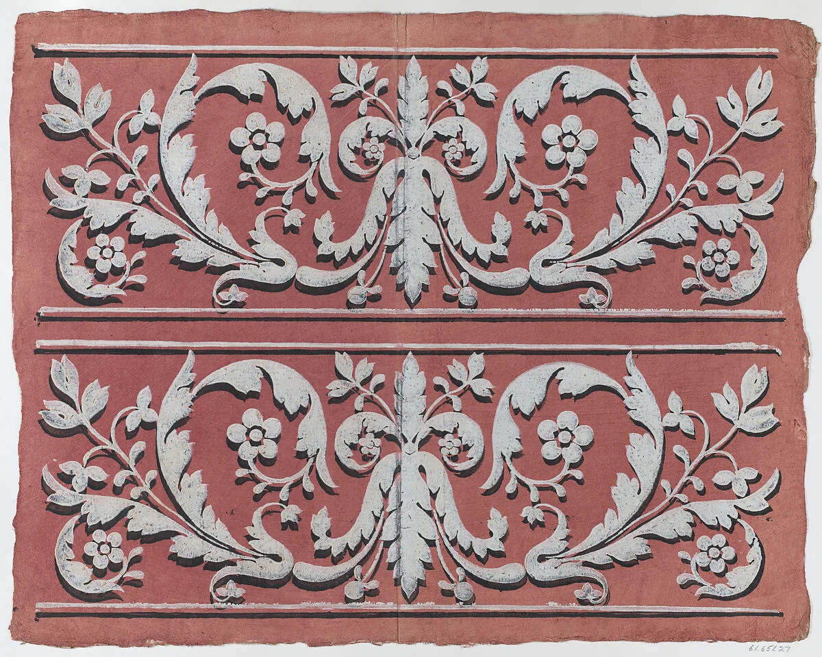 Sheet with two borders with rinceau motif — Remondini Family|Anonymous