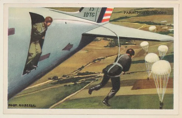 Parachute Troops, bakery card from the National Defense series (D59), issued by Bell Bakeries, Inc. — Bell Bakeries, Inc.
