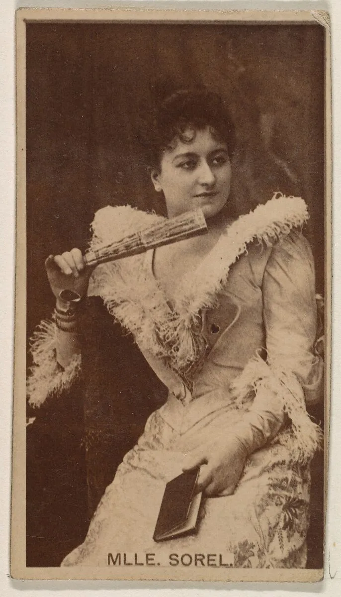 Mlle. Sorel, from the Actresses series (N245) issued by Kinney Brothers to promote Sweet Caporal Cigarettes — Kinney Brothers Tobacco Company