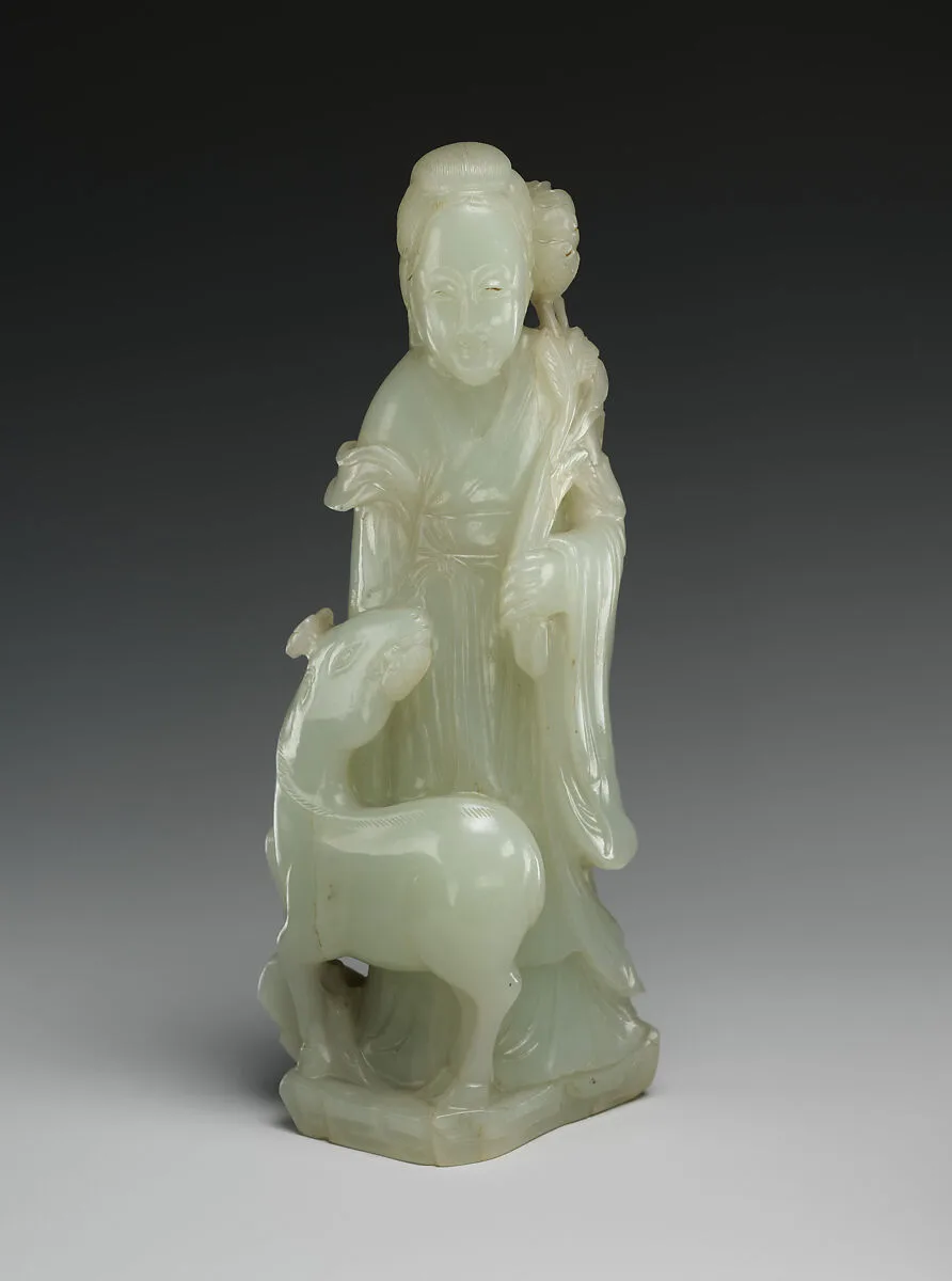 清 玉雕女仙瑞鹿|Fairy with a deer — Unknown