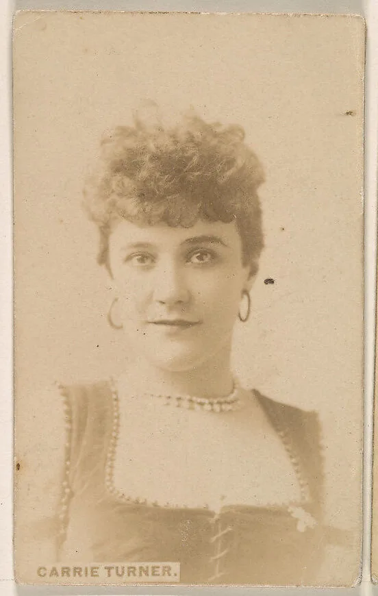 Carrie Turner, from the Actresses series (N246), Type 1, issued by Kinney Brothers to promote Sporting Extra Cigarettes — Kinney Brothers Tobacco Company