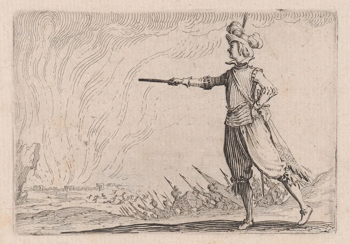 Le Commandant a Pied (The Commander on Foot), from Les Caprices Series B, The Nancy Set — Jacques Callot|Lorenzo de' Medici