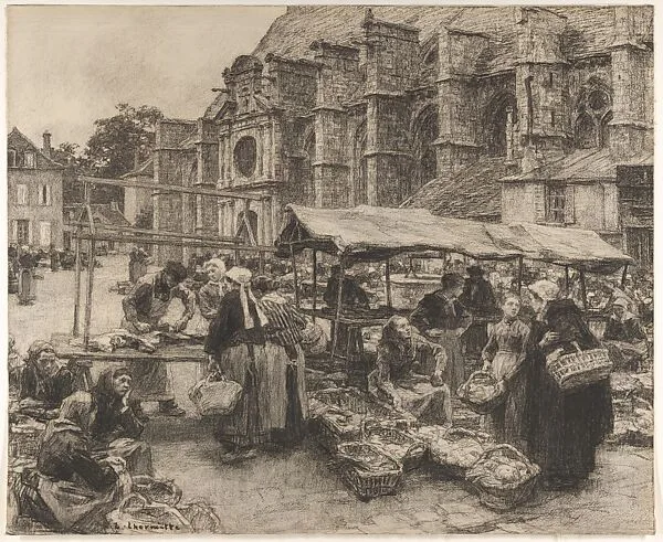 Market Day at Villenauxe-la-Grande (Aube), 1894 — Léon-Augustin Lhermitte