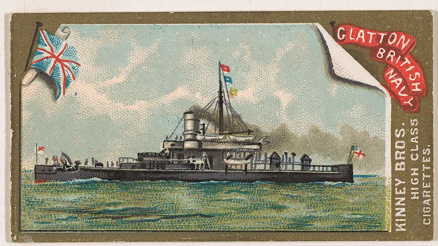 H.M.S. Glatton, British Navy, from the Naval Vessels of the World series (N226) issued by Kinney Bros. — Kinney Brothers Tobacco Company