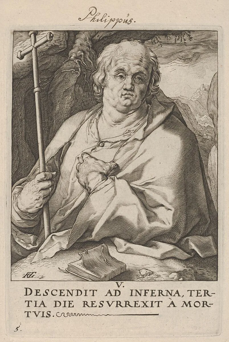 St. Philip, from Christ, the Apostles and St. Paul with the Creed — Hendrick Goltzius