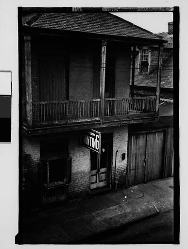 [Building in French Quarter with Ground Floor Printing Shop, From Balcony, New Orleans, Louisiana]