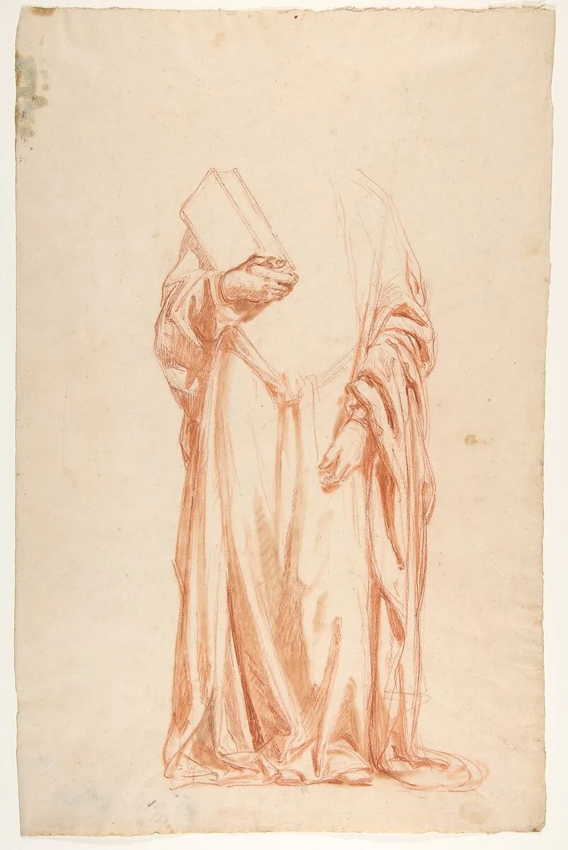 Drapery Study for Sainte-Clotilde (upper register; study for wall paintings in the Chapel of Saint Remi, Sainte-Clotilde, Paris, 1858) — Isidore Pils