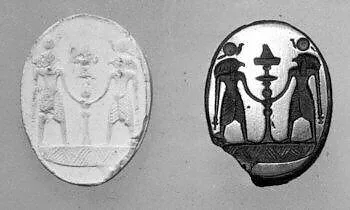 Stamp seal (oval bezel) with cultic scene — Unknown