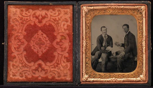 [Union Soldiers Sitting on Bench, Playing Cards]