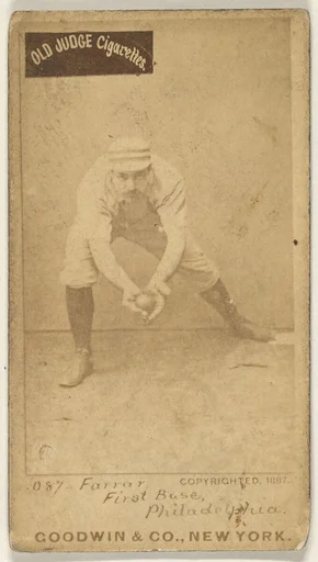 Sidney Douglas Farrar, 1st Base, Philadelphia, from the Old Judge series (N172) for Old Judge Cigarettes