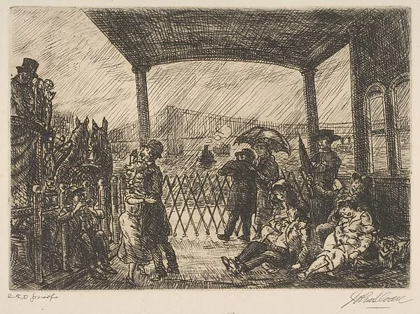 The Wake on the Ferry — John Sloan