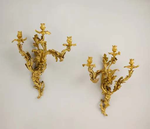 Set of four three-light sconces (bras de lumière)