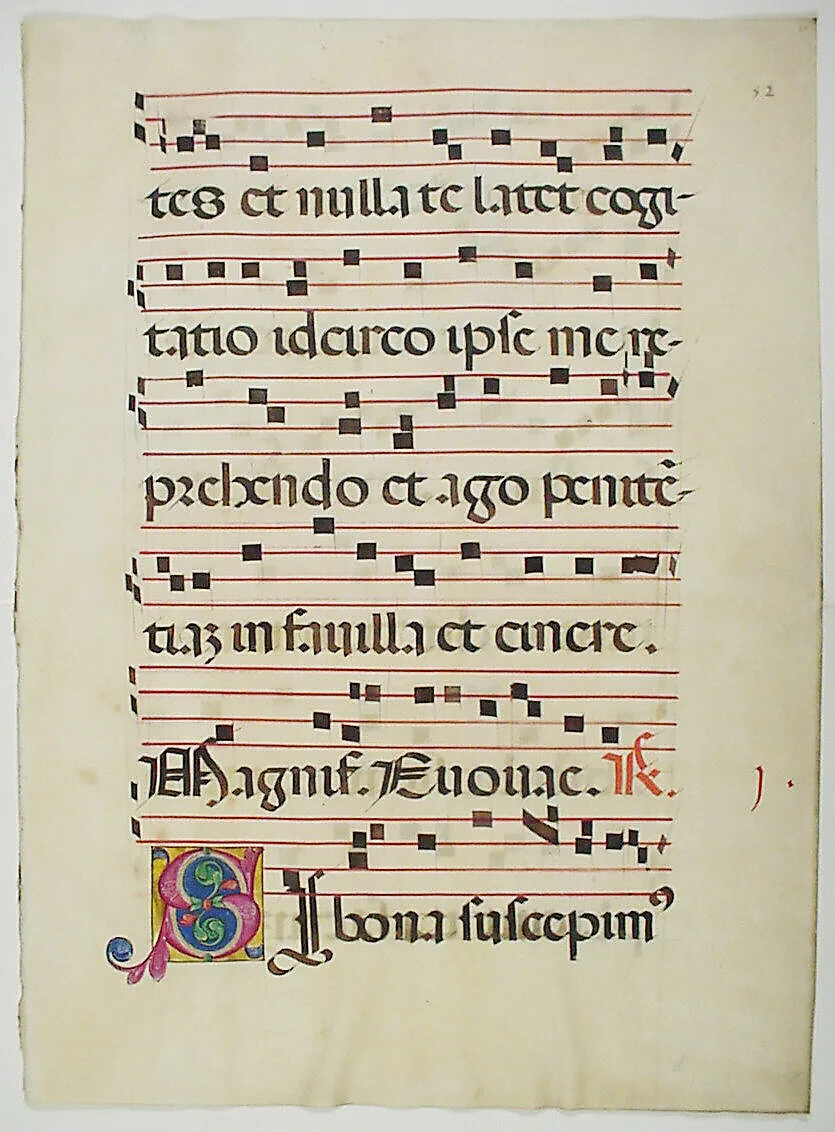 Manuscript Leaf with Initial S, from a Choir Book — Unknown