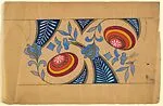Vertical Panel with Overlaid Ovals in Purple, Yellow and Orange Combined with Floral Motifs in Blue and Gold — Anonymous, French, 20th century