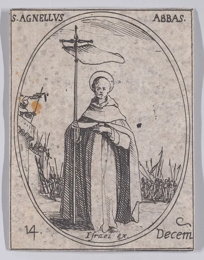 S. Agnelet, abbé (St. Agnellus, Abbot), December 14th, from "Les Images De Tous Les Saincts et Saintes de L'Année" (Images of All of the Saints and Religious Events of the Year)