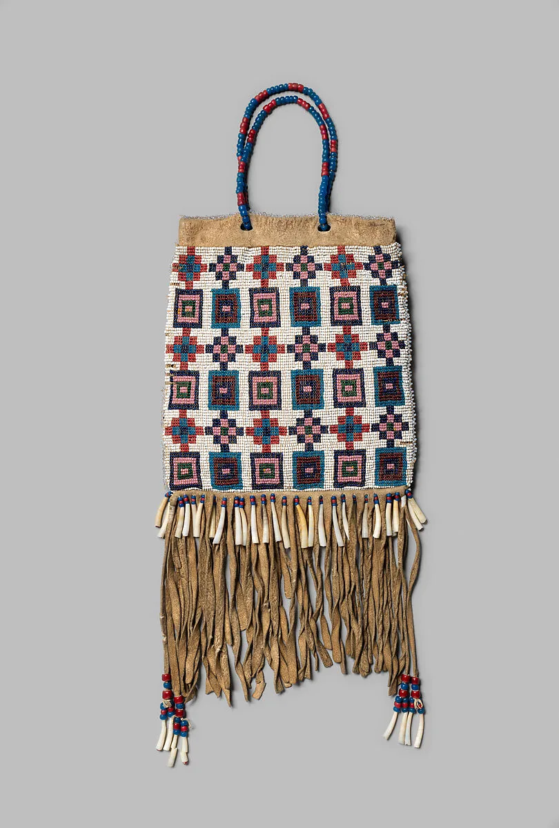 Beaded Leather Bag — Unknown