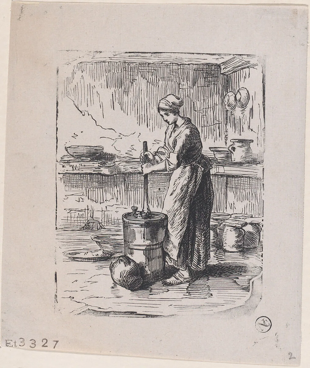 Woman Churning — Jacques-Adrien Lavieille|Charles Jacque