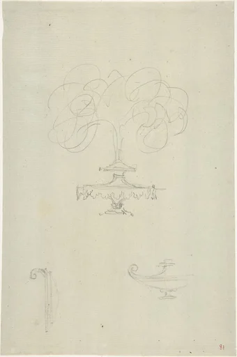 Design for Plumed Oil Lamp