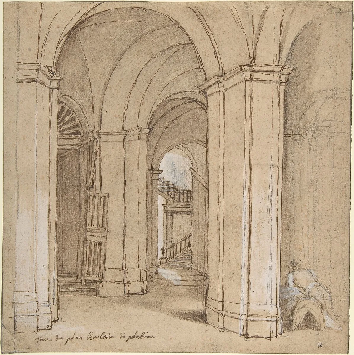 Staircase in the Palazzo Barberini, Palestrina — Charles Joseph Natoire