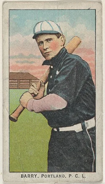 Barry, Portland, Pacific Coast League, from the "Obak Baseball Players" set (T212), issued by the American Tobacco Company to promote Obak Mouthpiece Cigarettes — American Tobacco Company