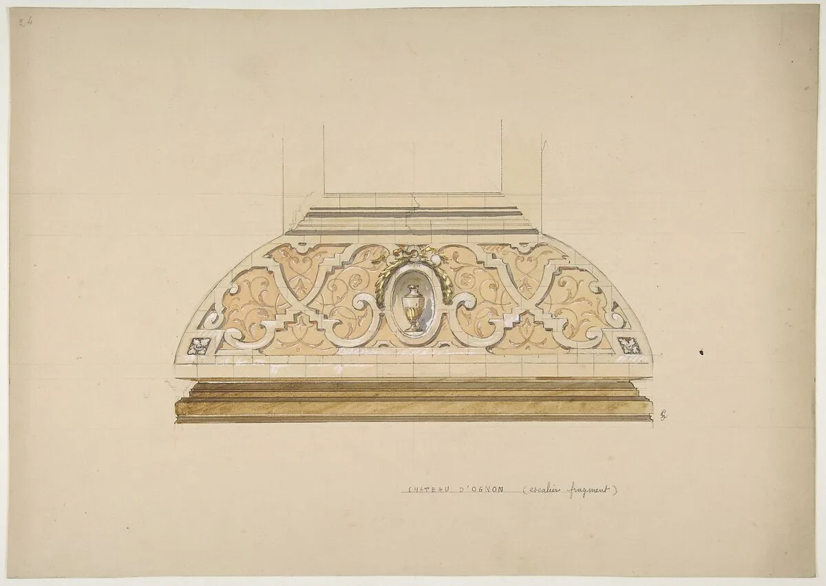 Design for the decoration of the stairway in the Château d'Ognon of M. deMachy (Oise, France) — Jules-Edmond-Charles Lachaise|Eugène-Pierre Gourdet
