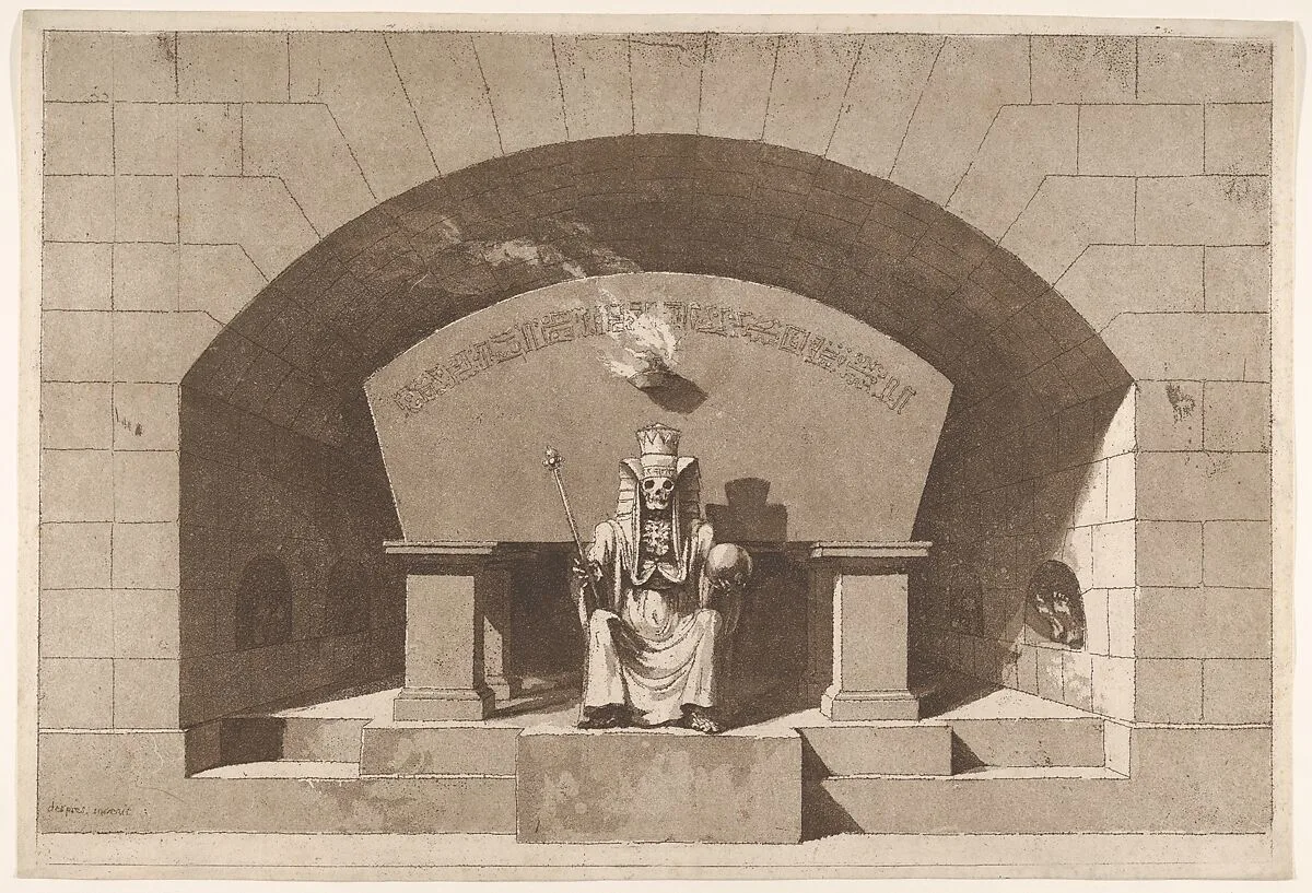 Tomb with Death Enthroned as a Sphinx — Louis Jean Desprez