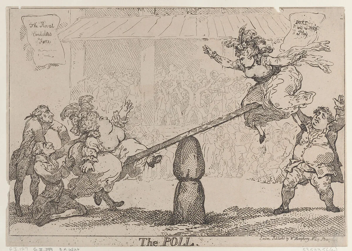 The Poll — Georgiana, Duchess of Devonshire|William Humphrey|Sir Cecil Wray|Samuel Hood, 1st Viscount Hood|Charles James Fox|Thomas Rowlandson