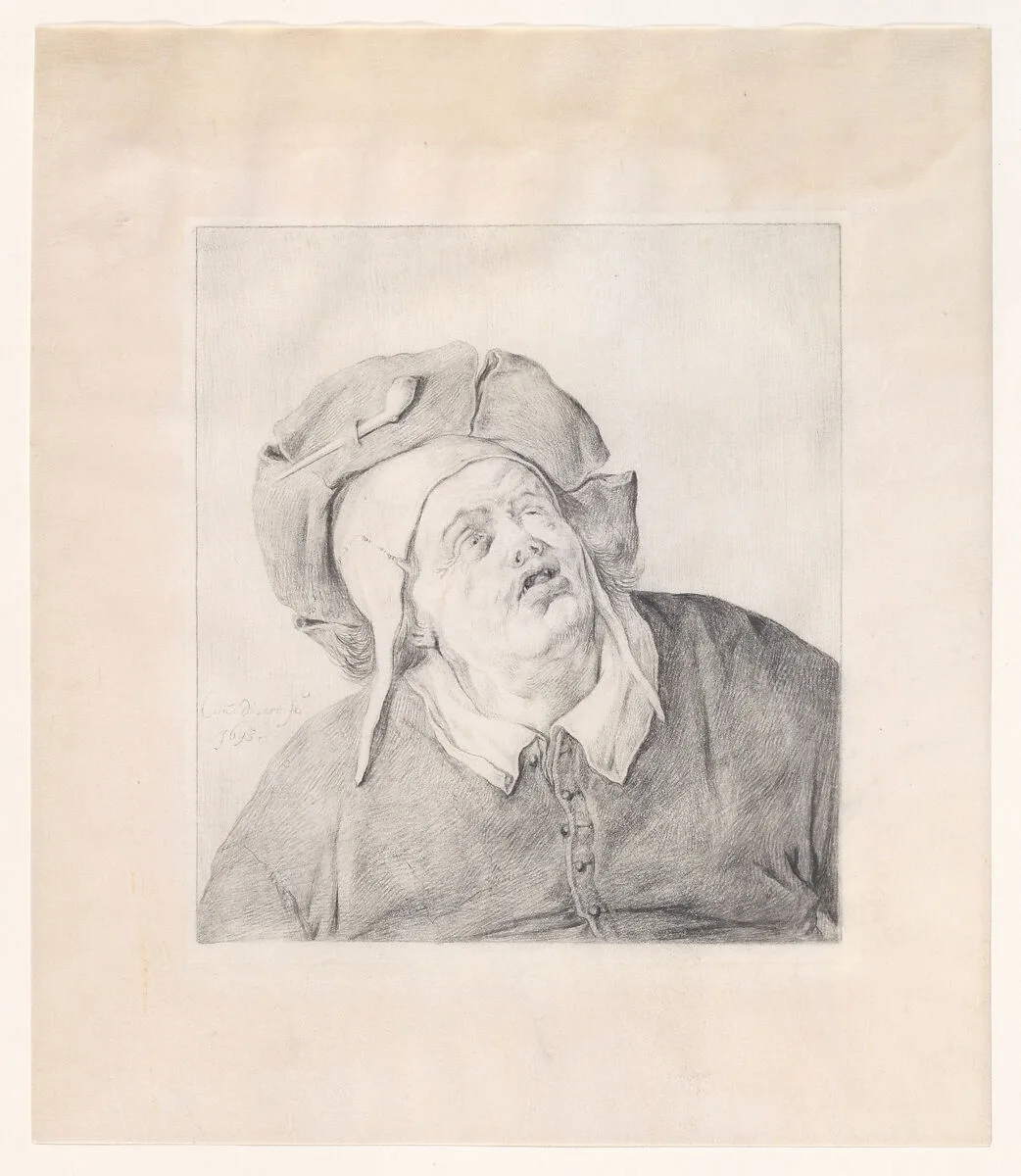 A man in a hat looking up — Cornelis Dusart