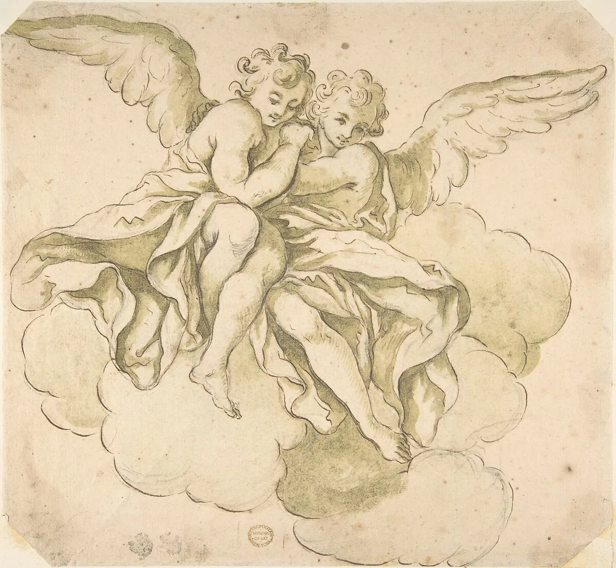 Two Angels — Anonymous, Italian, Roman-Bolognese, 17th century