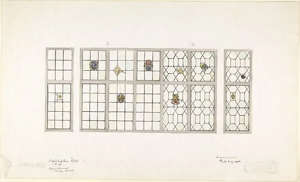 Design for Leaded Windows with Colored Inserts — Morris & Company