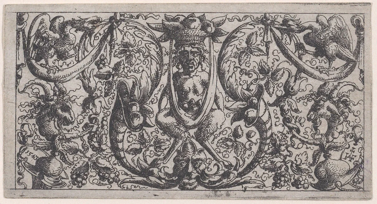 Ornamental Fillet with a Satyr at Centre — Augustin Hirschvogel