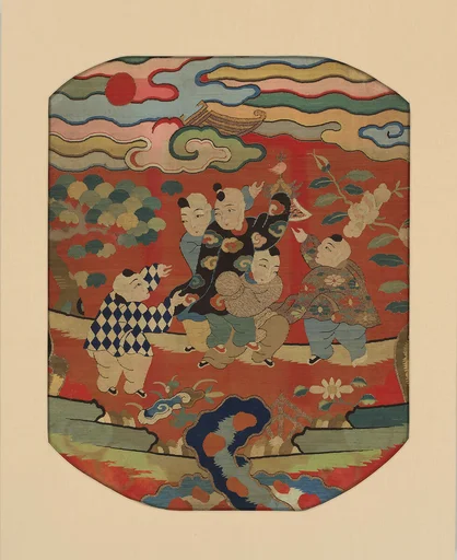 明 緙絲嬰戯圖|Panel with boys at play