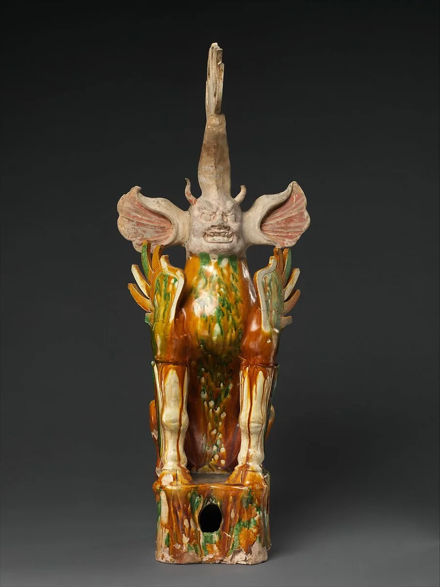 唐 彩繪三彩陶鎭墓獸|Tomb guardian beast (Zhenmushou) — Unknown