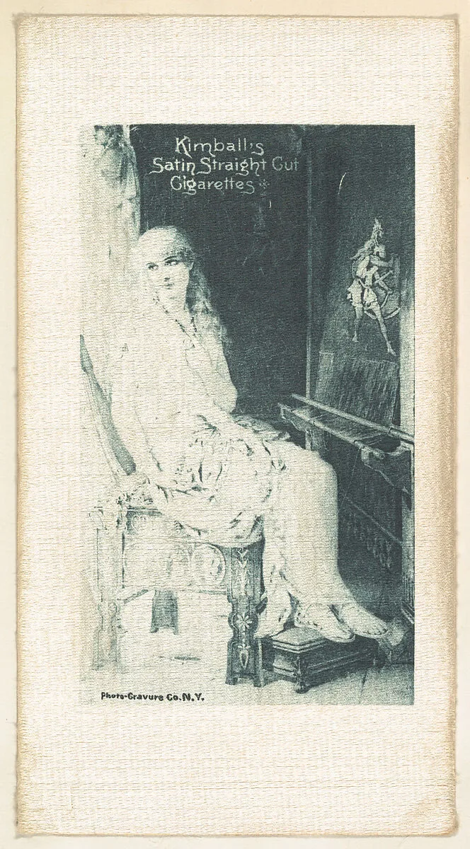 Seated woman (on white silk), from the Girl Art Subjects series (N193) issued by Wm. S. Kimball & Co. — The Photo-Gravure Company|William S. Kimball & Company