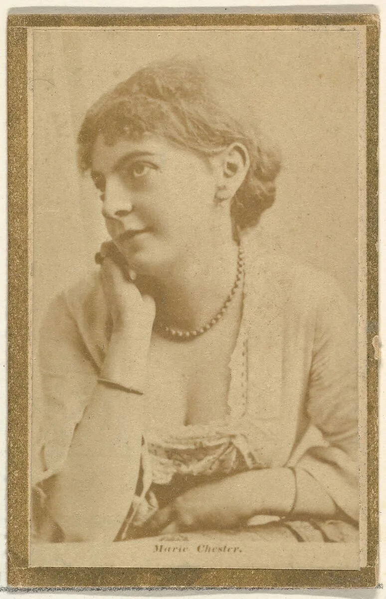 Marie Chester, from the Actresses and Celebrities series (N60, Type 2) promoting Little Beauties Cigarettes for Allen & Ginter brand tobacco products — Allen & Ginter