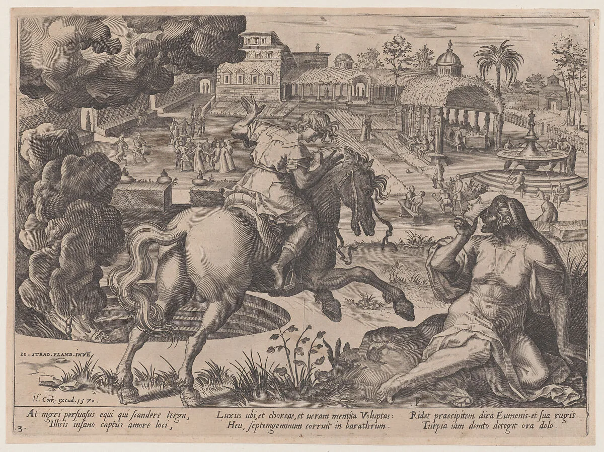 The Enticement of Luxury, from The Course of Human Life — Jan van der Straet, called Stradanus|Pieter Jalhea Furnius|Hieronymus Cock