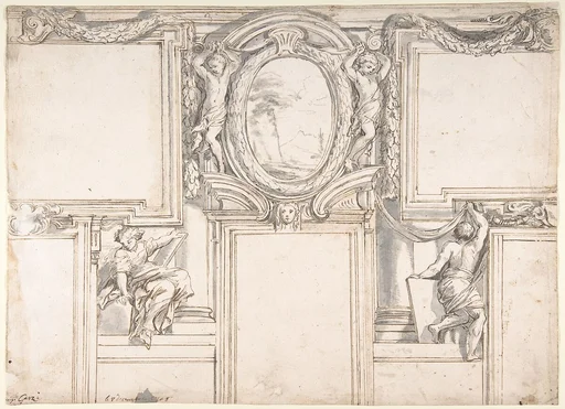 Design Wall Elevation with Stucco and Painted Decorations