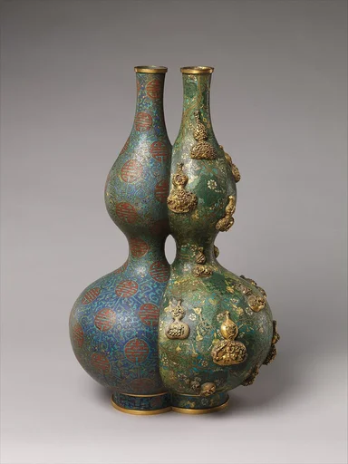 清中期 掐絲琺琅雙聯葫蘆瓶|Double Vase