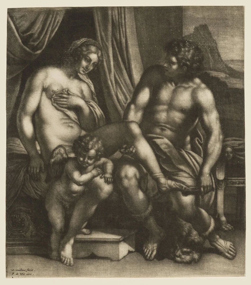 Venus and Anchises, accompanied by Cupid — Wallerant Vaillant|Annibale Carracci