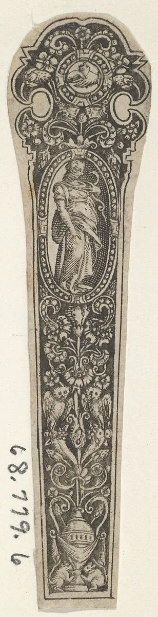 Design for a Knife Handle with the Personification of Prudence — Johann Theodor de Bry