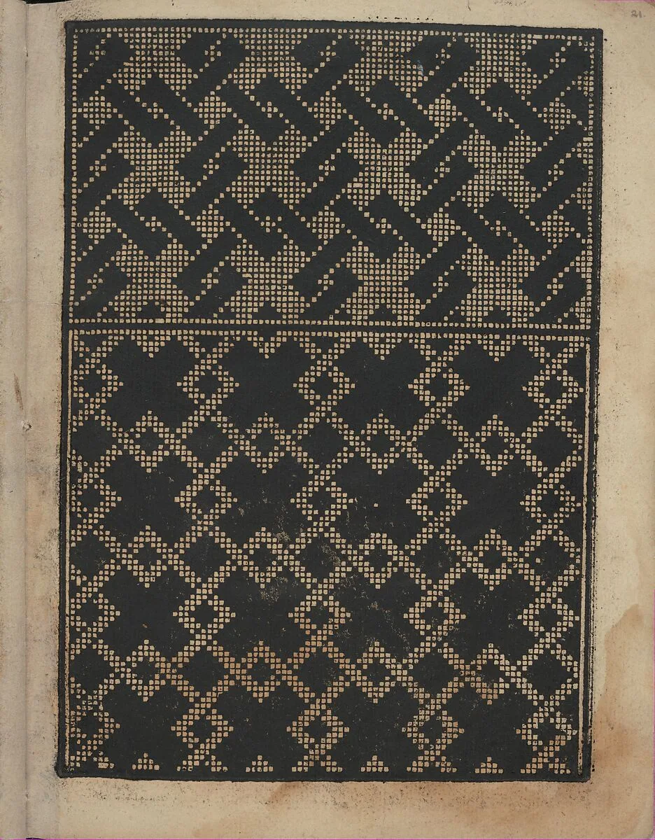 Libbretto nouellamete composto per maestro Domenico da Sera...lauorare di ogni sorte di punti, page 21 (recto) — Domenico da Sera