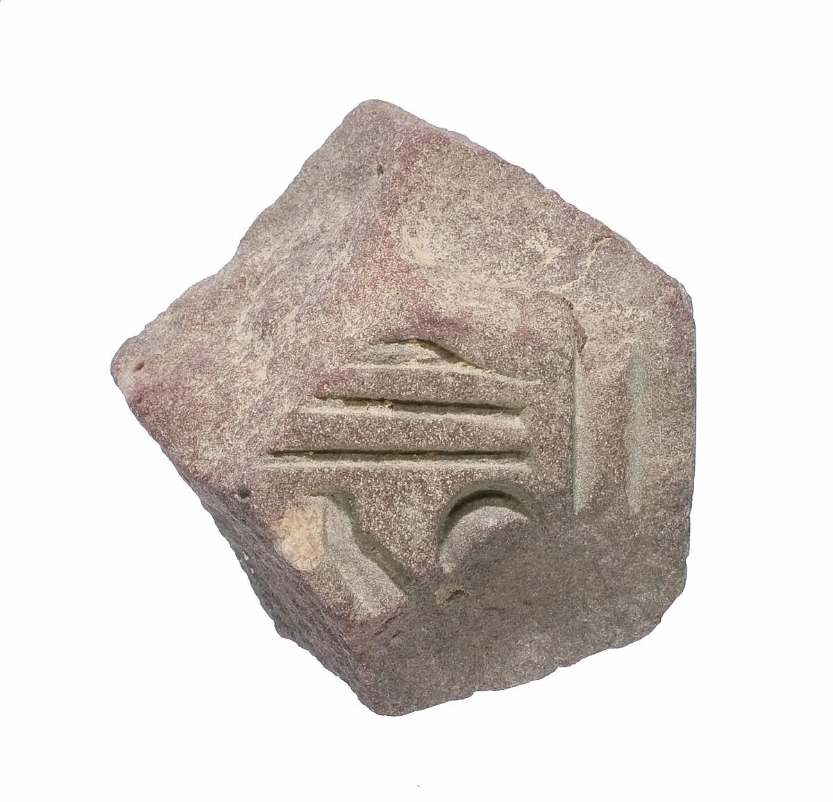 Part of a small block with parts of names of the Aten and Akhenaten preserved on two adjacent sides — Unknown
