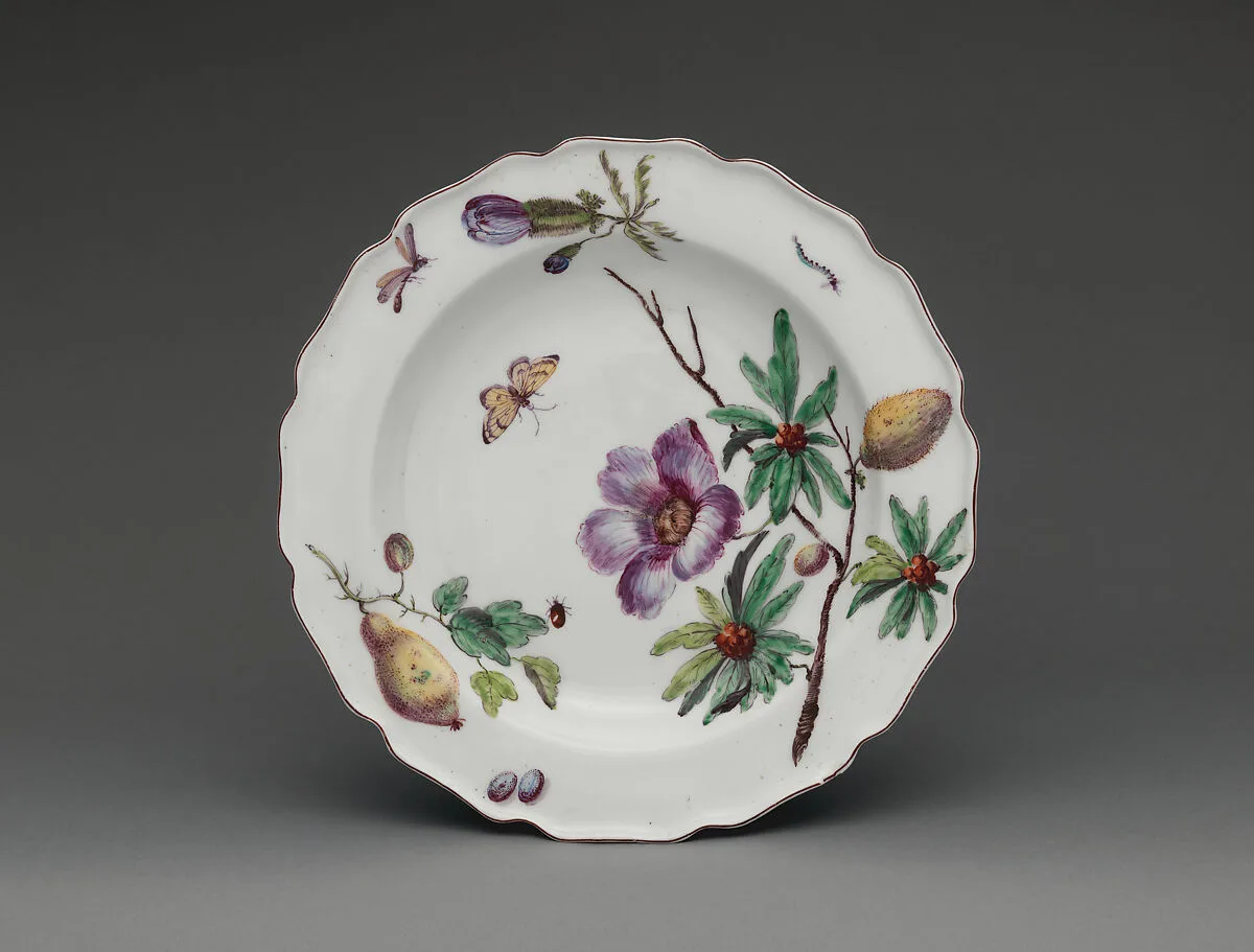 Botanical plate with a tropical specimen — Chelsea Porcelain Manufactory