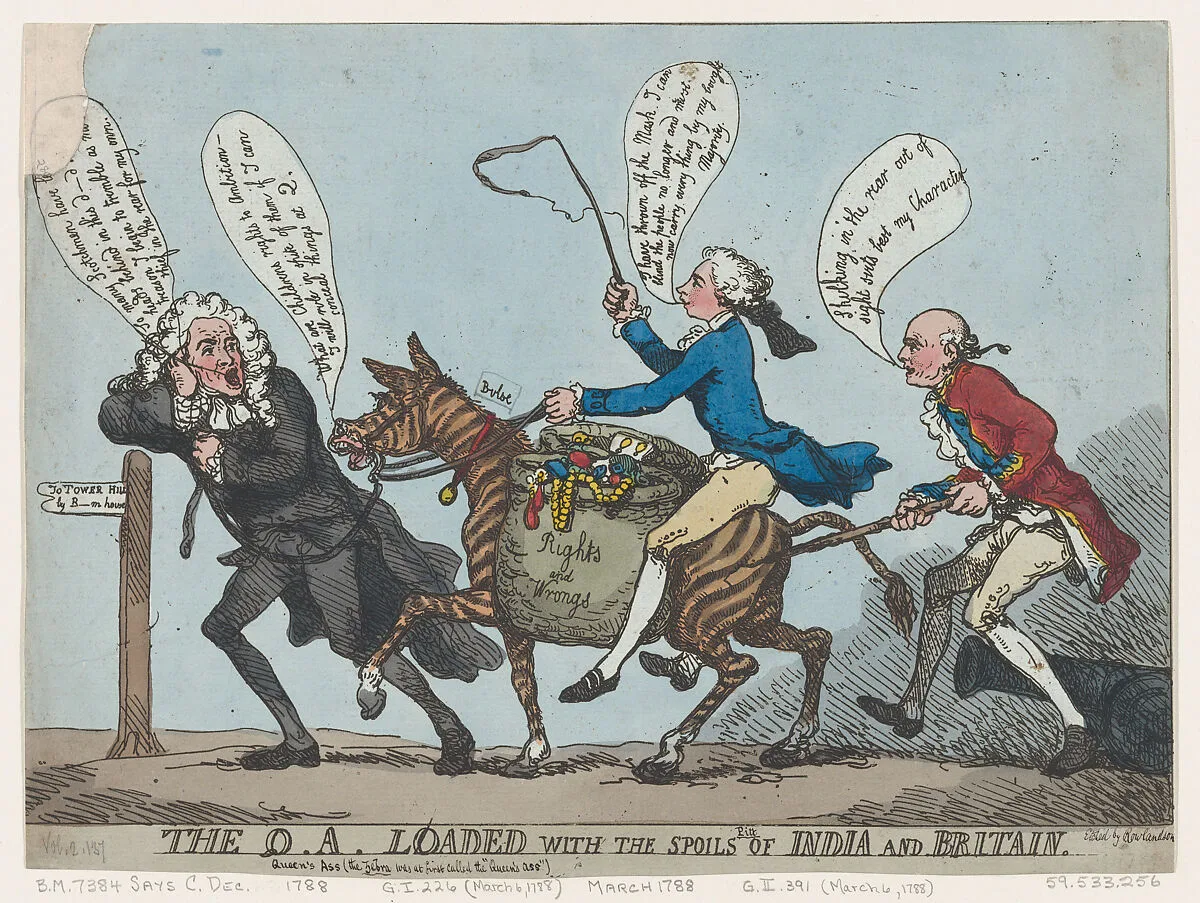 The Q.A. Loaded With The Spoils of India and Britain — William Pitt the Younger|Edward Thurlow, 1st Baron Thurlow|Thomas Rowlandson