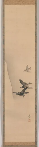 三羽黒鳥図|Three Crows in Flight