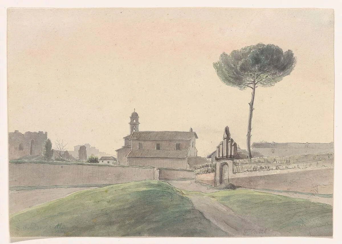 View of the Church of San Pancrazio, Rome, from the South — Franz Ludwig Catel
